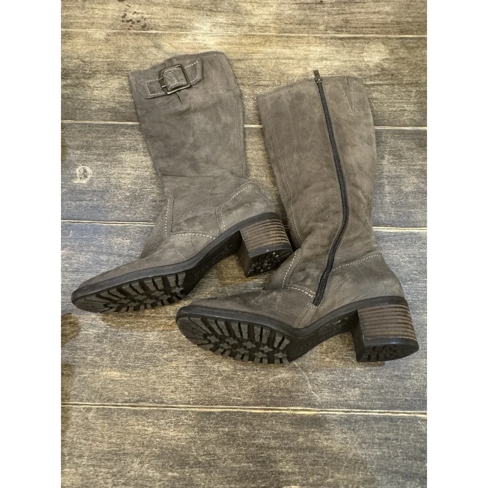 Paul Green Kendra Women Knee High Riding Boot Size 5 US 7.5 Leather Brown Buckle